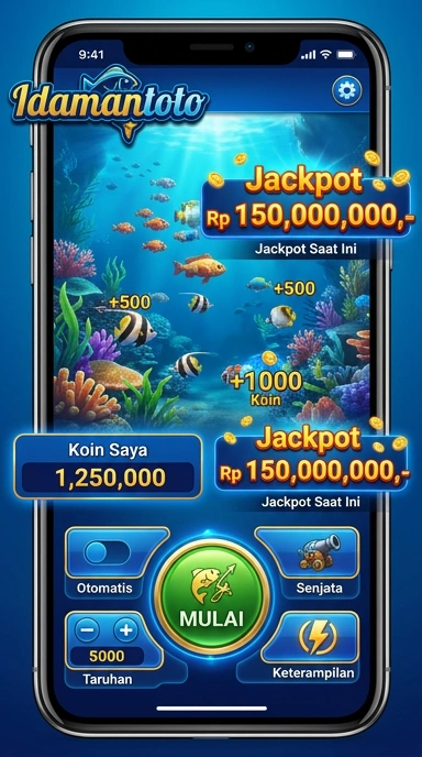 Tampilan beranda aplikasi idamantoto yang menarik.
